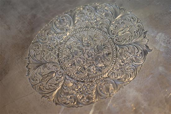 A Victorian silver two handled oval tea tray by Edward & John Barnard, 164 oz.